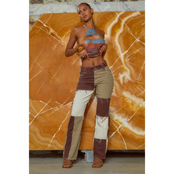 Jaded London Denim - NWT Jaded London Brown Patchwork Denim Jeans